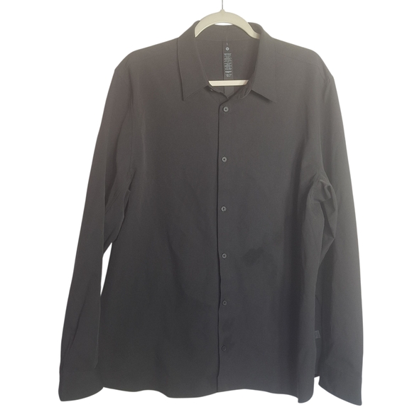 Lululemon Mens Black Shirt Button Up Long Sleeve Tailored Preppy Classic Fit XL - Picture 1 of 8